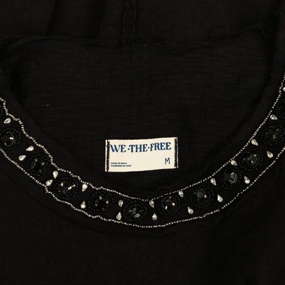 Free People We The Free You're A Gem Tee Tunic Top Beaded Embellished M 277812 - Picture 8 of 8
